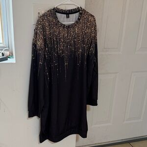 SHEIN Black and Gold Patterned Top